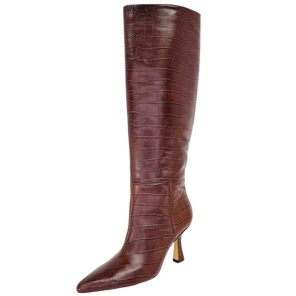 Marc Fisher LTD Hallie2 Knee High Leather Croco Womens Boots Size 6.5M